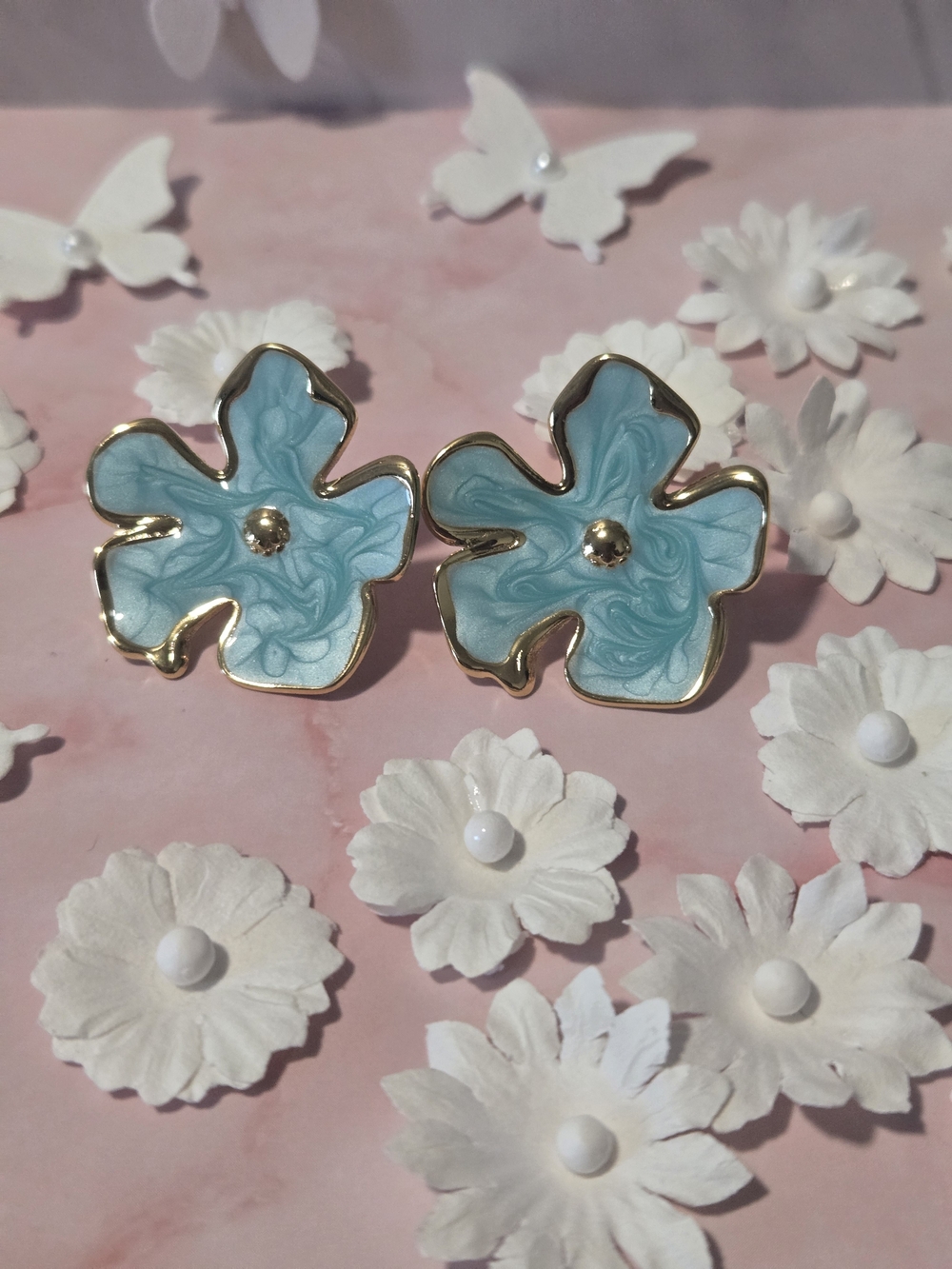 Get both pairs for only $10! Floral Earrings with Gold Edge